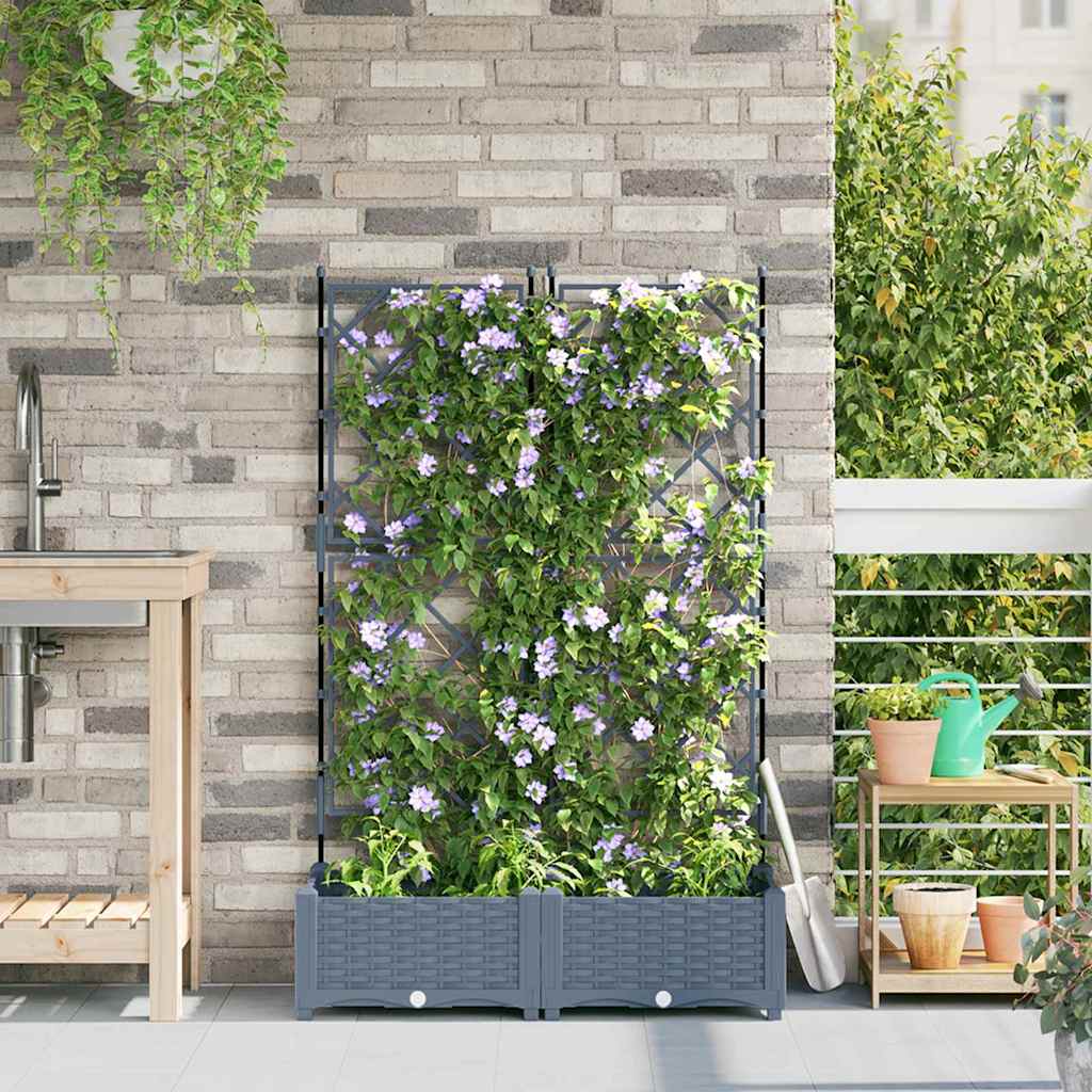 vidaXL Garten-Pflanzgefäß 2 pcs Hellgrau 80 x 40 x 125,5 cm Stahl