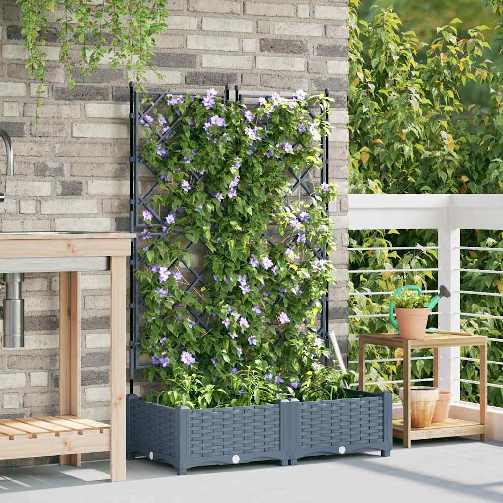 vidaXL Garten-Pflanzgefäß 2 pcs Hellgrau 80 x 40 x 125,5 cm Stahl