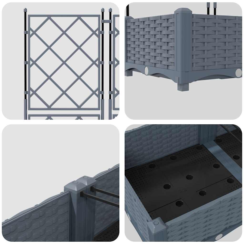 vidaXL Garten-Pflanzgefäß 3 pcs Hellgrau 120 x 40 x 125,5 cm Stahl