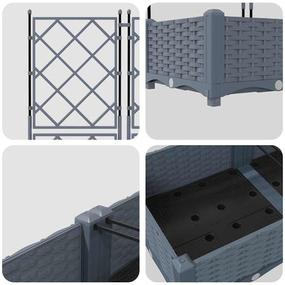 vidaXL Garten-Pflanzgefäß 3 pcs Hellgrau 120 x 40 x 125,5 cm Stahl