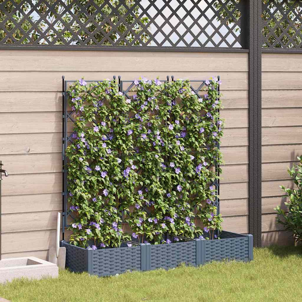 vidaXL Garten-Pflanzgefäß 3 pcs Hellgrau 120 x 40 x 125,5 cm Stahl