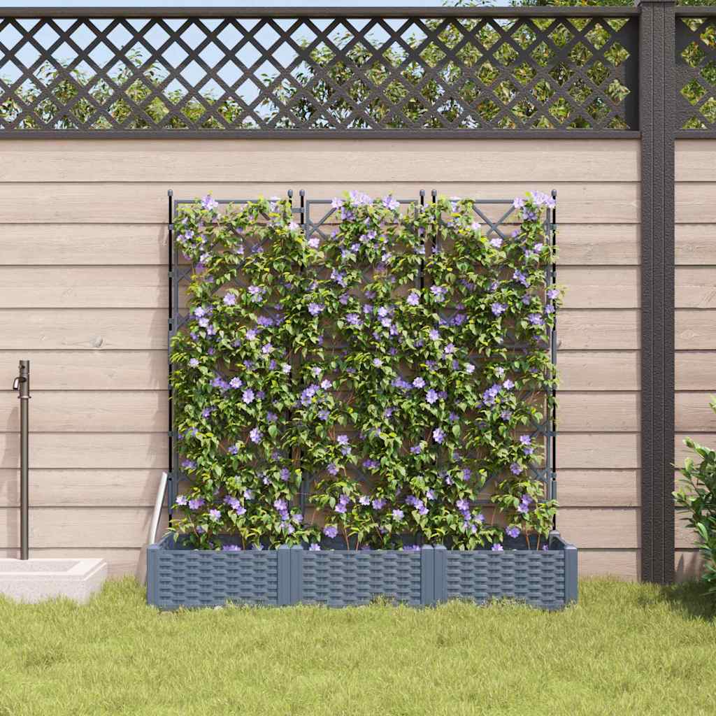 vidaXL Garten-Pflanzgefäß 3 pcs Hellgrau 120 x 40 x 125,5 cm Stahl