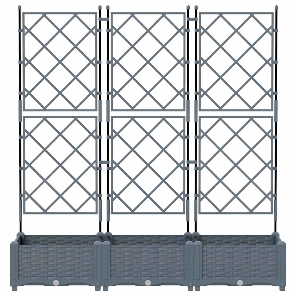 vidaXL Garten-Pflanzgefäß 3 pcs Hellgrau 120 x 40 x 125,5 cm Stahl