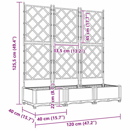 vidaXL Garten-Pflanzgefäß 3 pcs Hellgrau 120 x 40 x 125,5 cm Stahl
