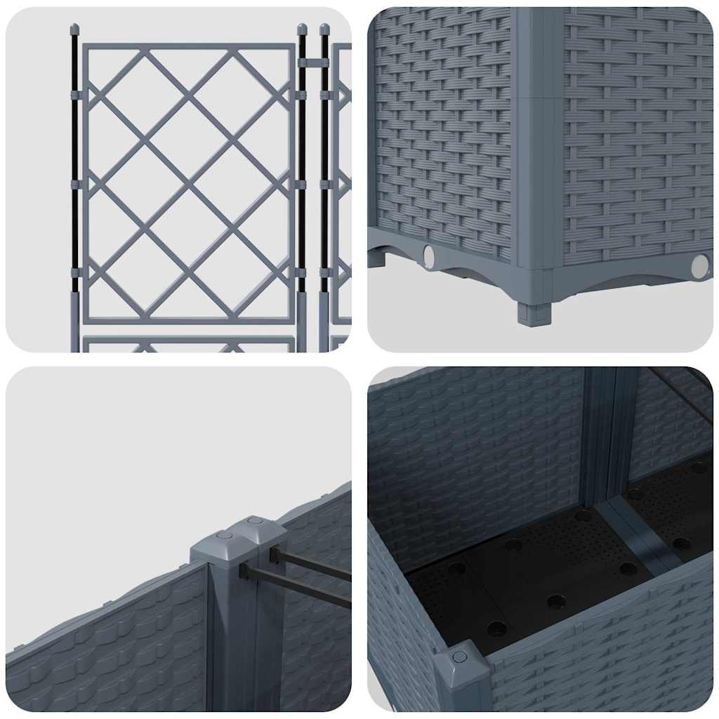 vidaXL Garten-Pflanzgefäß 3 pcs Hellgrau 80 x 80 x 143 cm Stahl