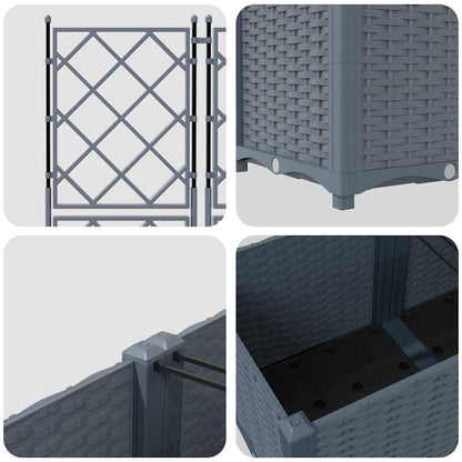 vidaXL Garten-Pflanzgefäß 3 pcs Hellgrau 80 x 80 x 143 cm Stahl