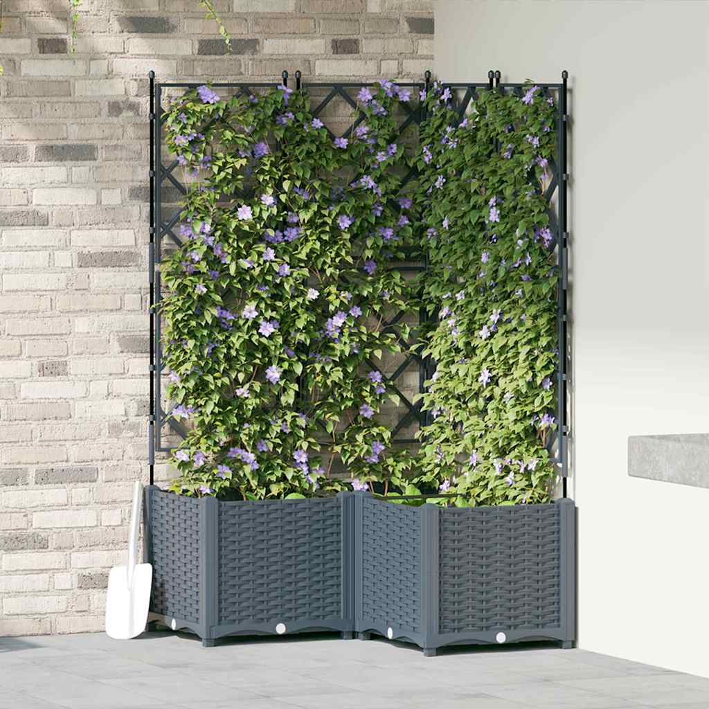 vidaXL Garten-Pflanzgefäß 3 pcs Hellgrau 80 x 80 x 143 cm Stahl