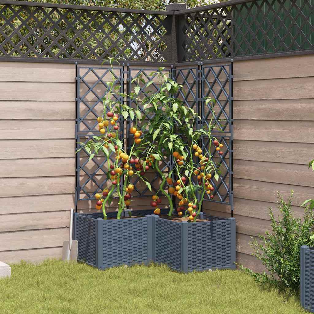 vidaXL Garten-Pflanzgefäß 3 pcs Hellgrau 80 x 80 x 143 cm Stahl