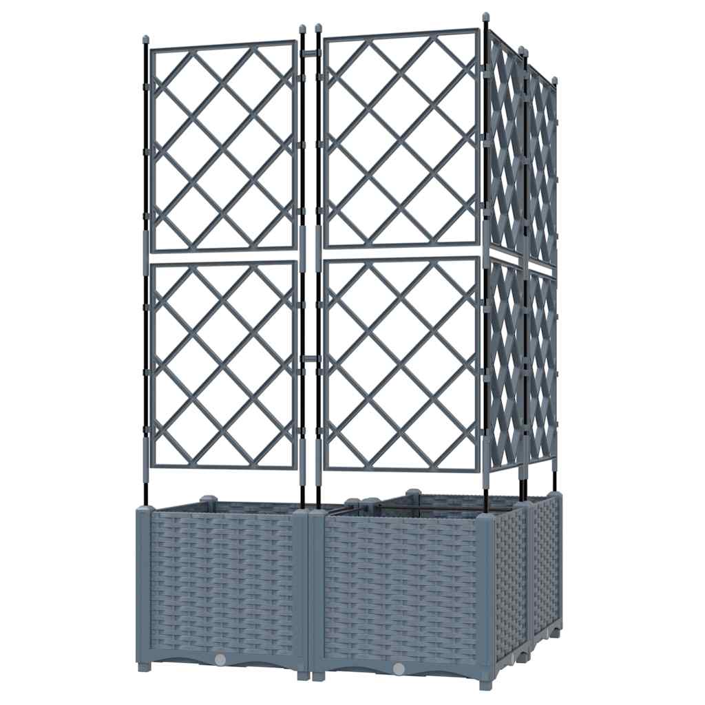 vidaXL Garten-Pflanzgefäß 3 pcs Hellgrau 80 x 80 x 143 cm Stahl