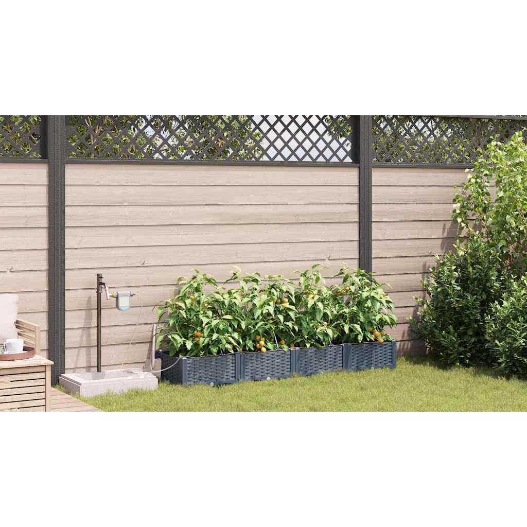 vidaXL Garten-Pflanzgefäß 4 pcs Hellgrau Stahl