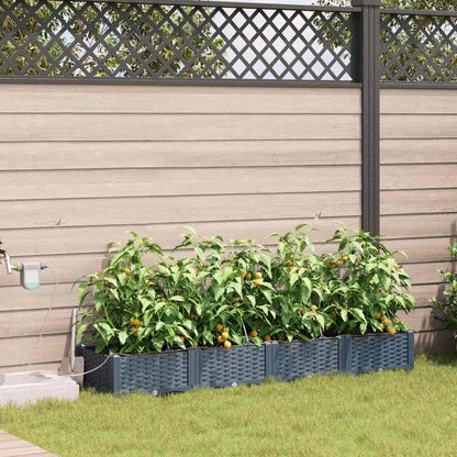 vidaXL Garten-Pflanzgefäß 4 pcs Hellgrau Stahl