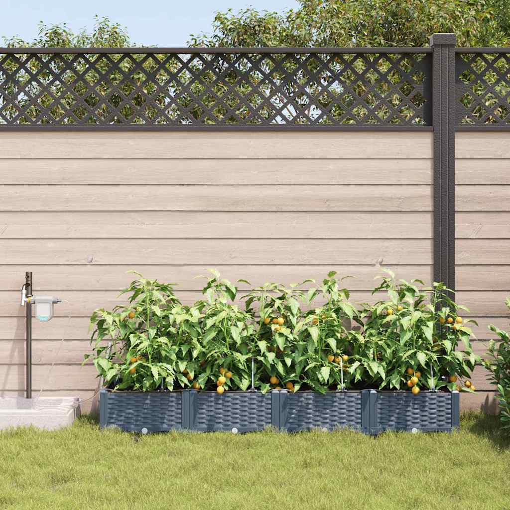 vidaXL Garten-Pflanzgefäß 4 pcs Hellgrau Stahl