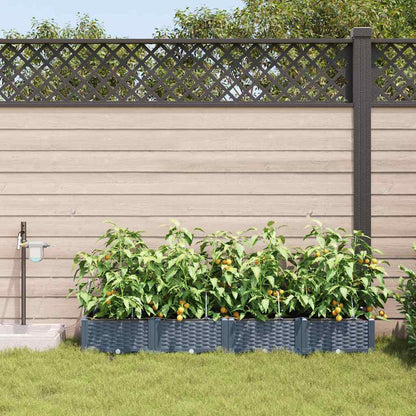 vidaXL Garten-Pflanzgefäß 4 pcs Hellgrau Stahl