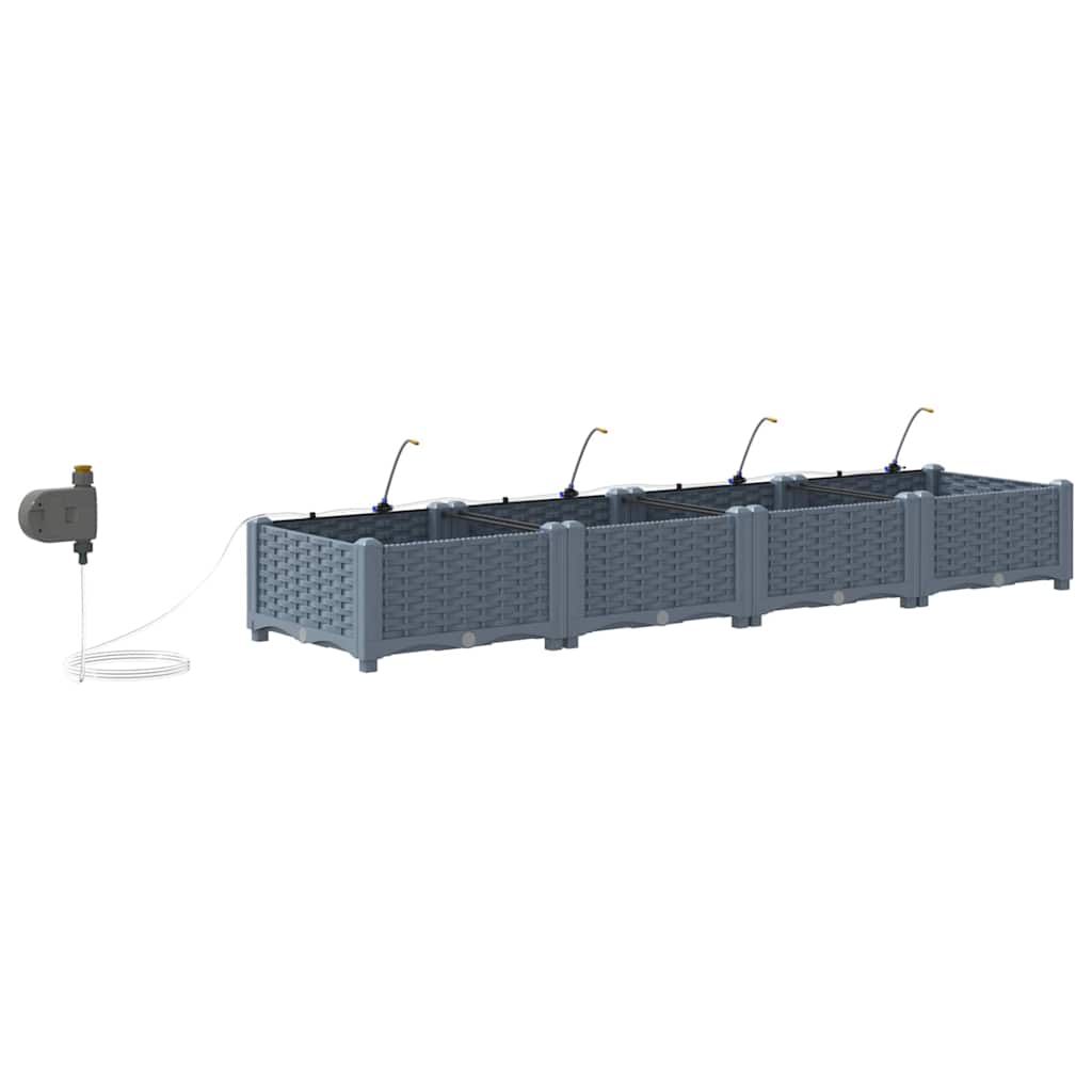 vidaXL Garten-Pflanzgefäß 4 pcs Hellgrau Stahl