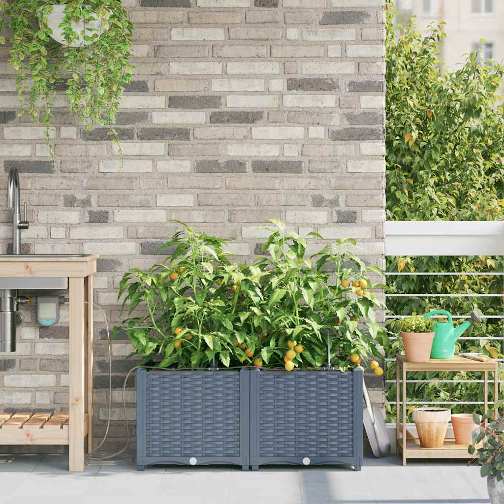 vidaXL Garten-Pflanzgefäß 2 pcs Hellgrau Stahl