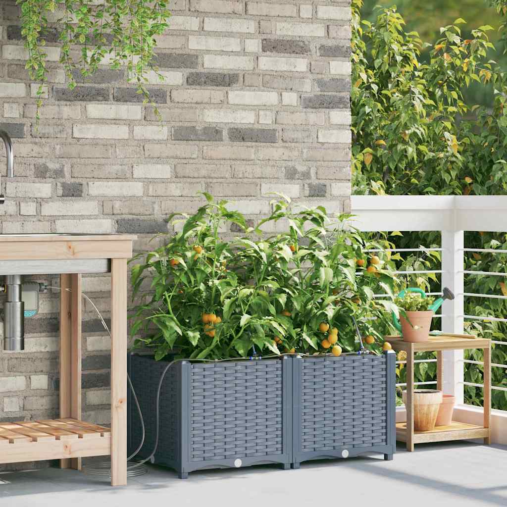 vidaXL Garten-Pflanzgefäß 2 pcs Hellgrau Stahl