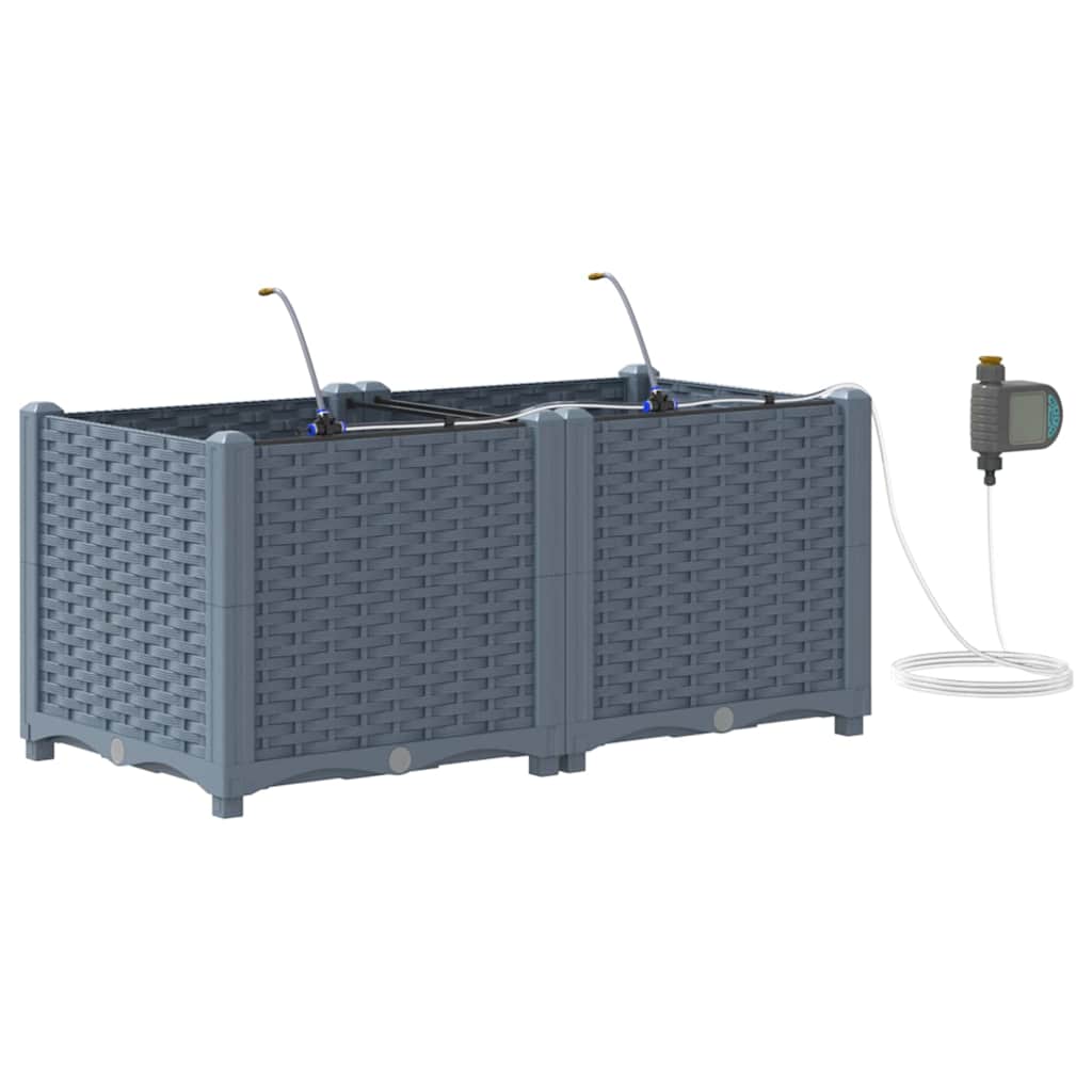 vidaXL Garten-Pflanzgefäß 2 pcs Hellgrau Stahl