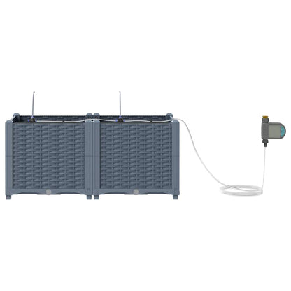 vidaXL Garten-Pflanzgefäß 2 pcs Hellgrau Stahl