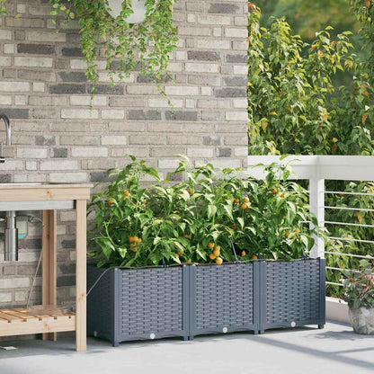 vidaXL Garten-Pflanzgefäß 3 pcs Hellgrau Stahl
