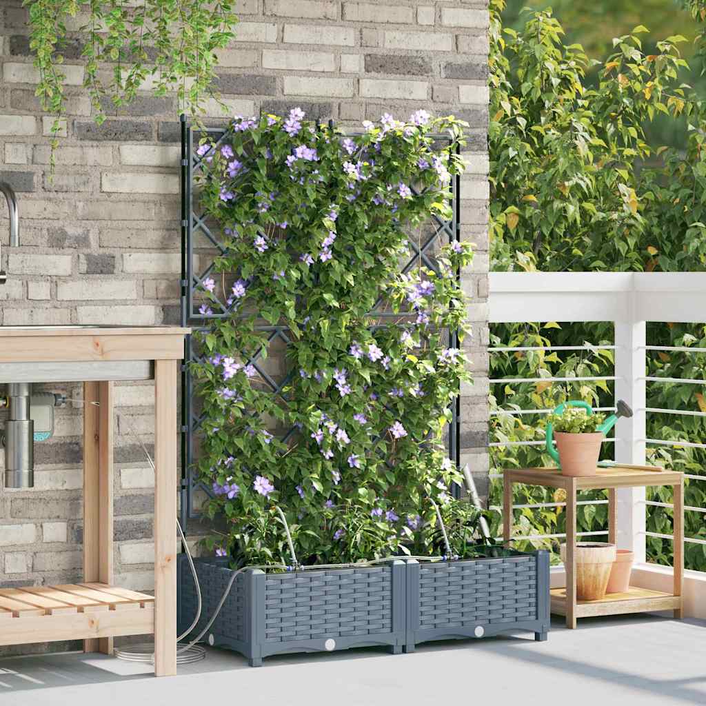 vidaXL Garten-Pflanzgefäß 2 pcs Hellgrau Stahl