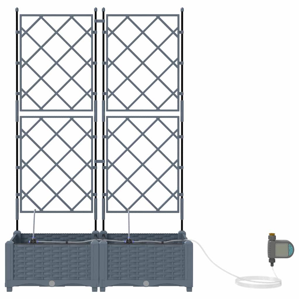 vidaXL Garten-Pflanzgefäß 2 pcs Hellgrau Stahl