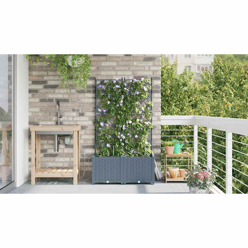 vidaXL Garten-Pflanzgefäß 2 pcs Hellgrau Stahl