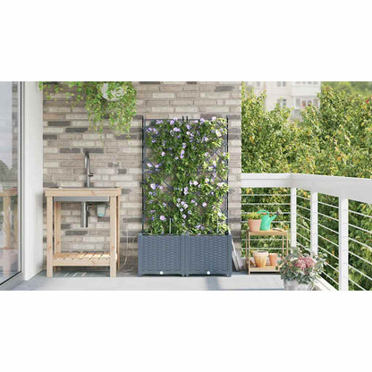vidaXL Garten-Pflanzgefäß 2 pcs Hellgrau Stahl