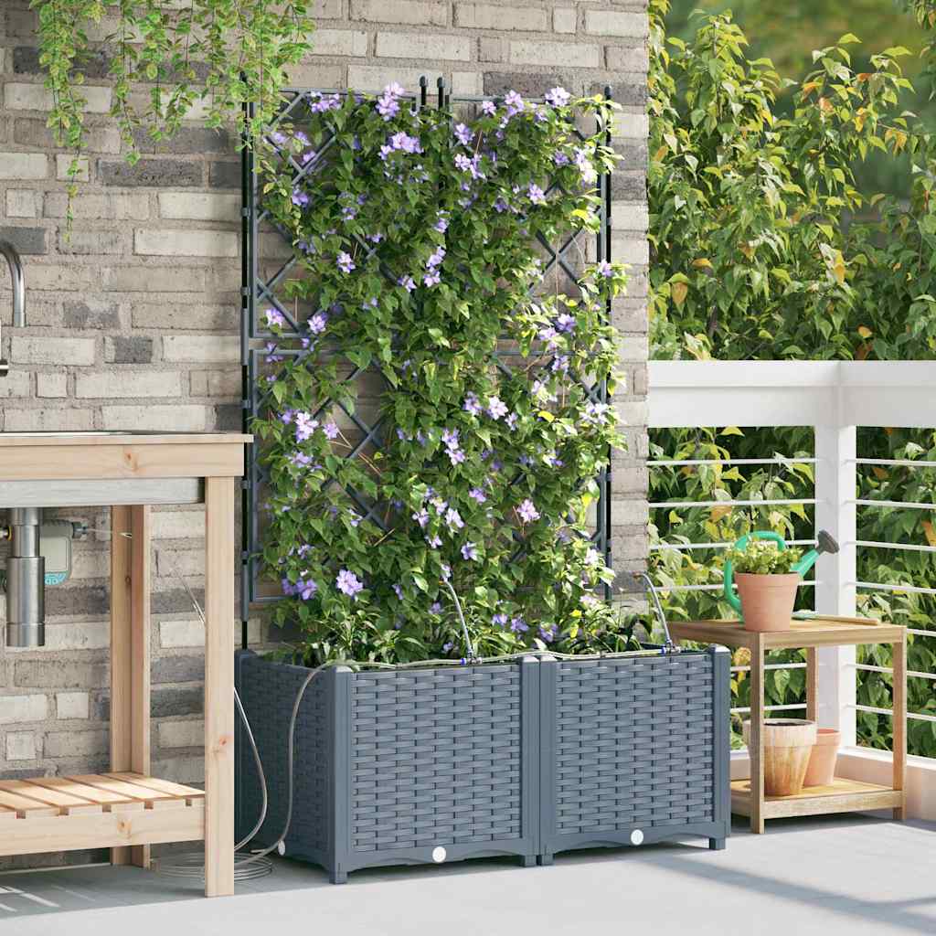 vidaXL Garten-Pflanzgefäß 2 pcs Hellgrau Stahl