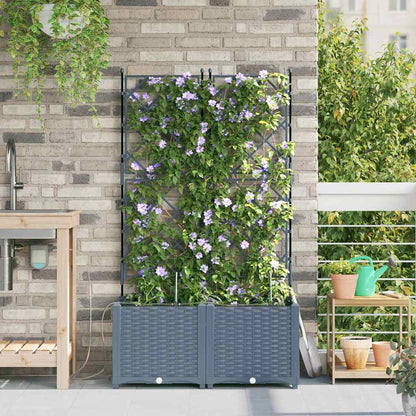 vidaXL Garten-Pflanzgefäß 2 pcs Hellgrau Stahl