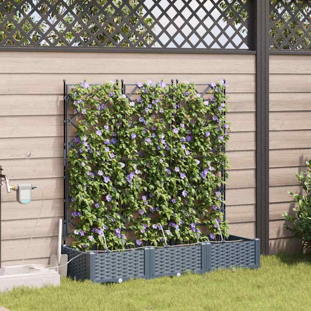 vidaXL Garten-Pflanzgefäß 3 pcs Hellgrau Stahl