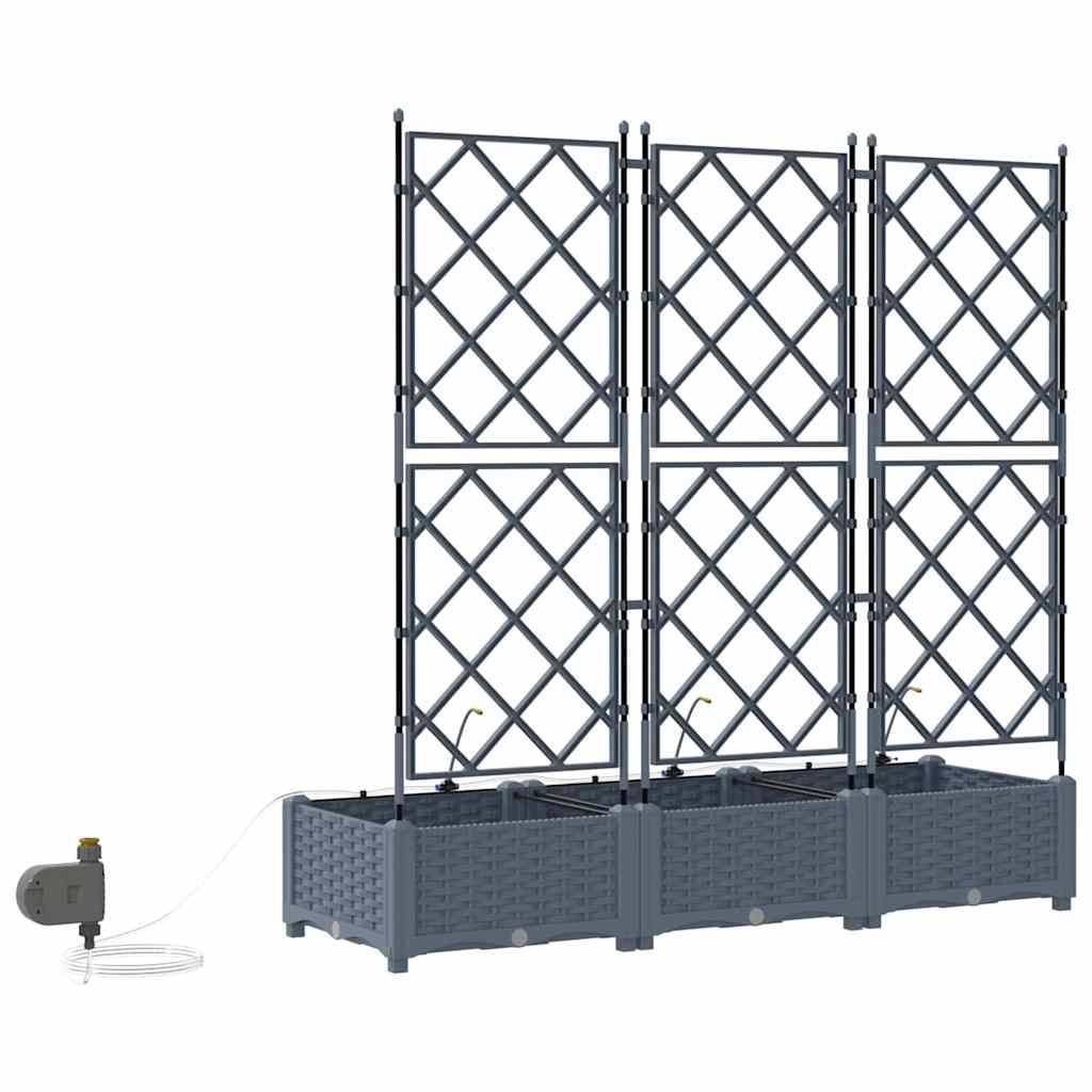 vidaXL Garten-Pflanzgefäß 3 pcs Hellgrau Stahl
