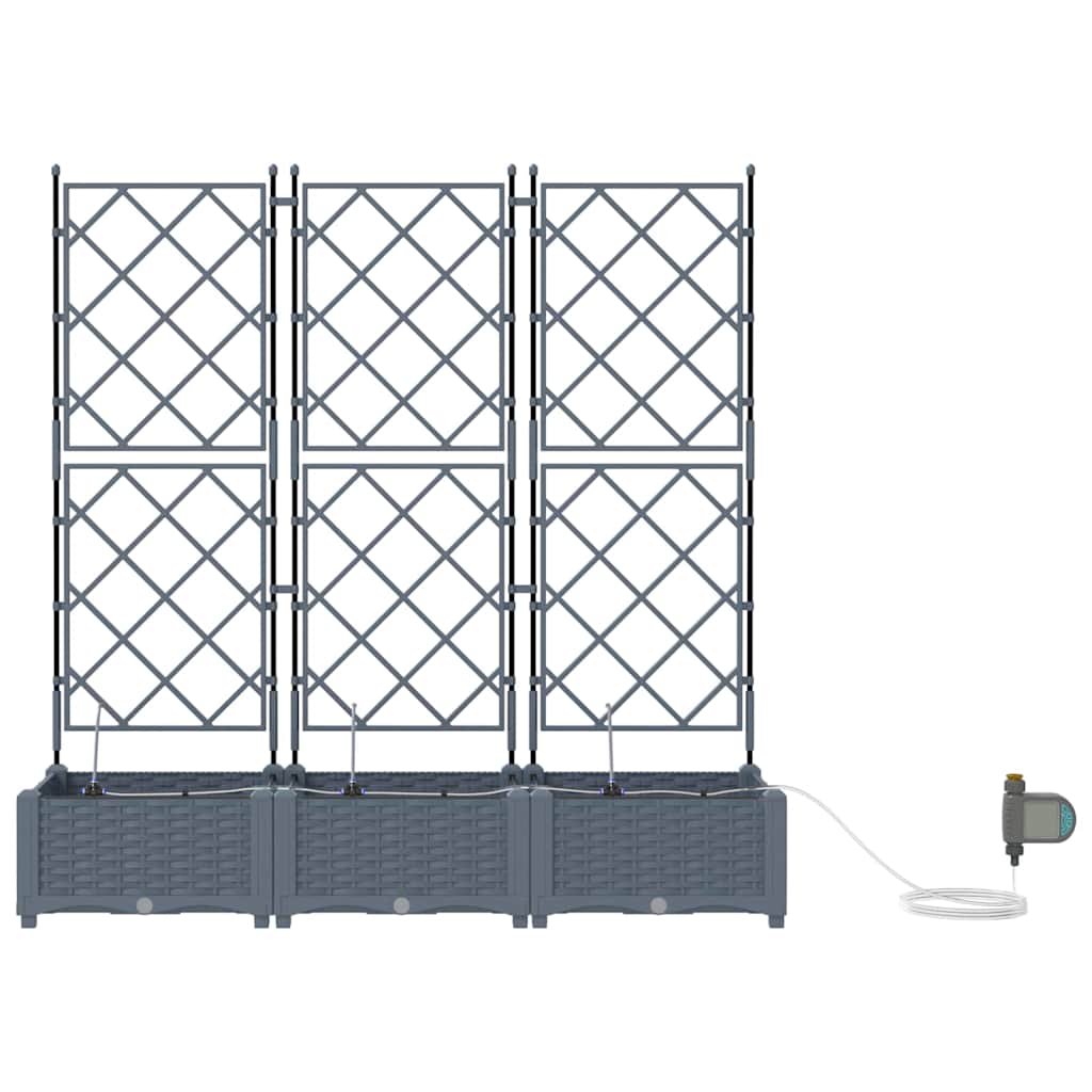 vidaXL Garten-Pflanzgefäß 3 pcs Hellgrau Stahl