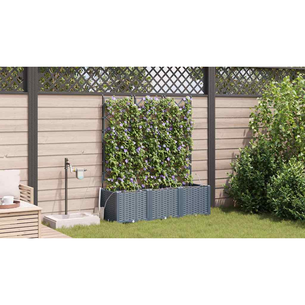 vidaXL Garten-Pflanzgefäß 3 pcs Hellgrau Stahl