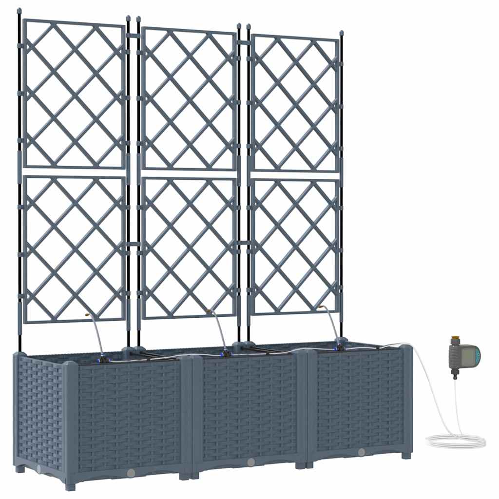 vidaXL Garten-Pflanzgefäß 3 pcs Hellgrau Stahl