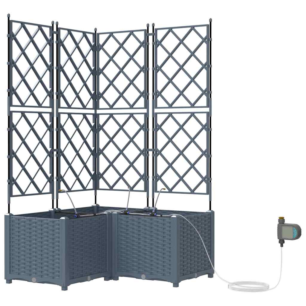 vidaXL Garten-Pflanzgefäß 3 pcs Hellgrau Stahl