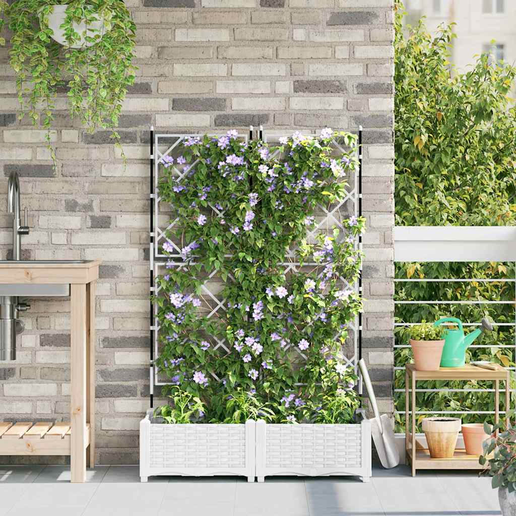 vidaXL Garten-Pflanzgefäß 2 pcs Weiß 80 x 40 x 125,5 cm Stahl