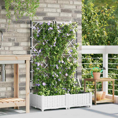 vidaXL Garten-Pflanzgefäß 2 pcs Weiß 80 x 40 x 125,5 cm Stahl