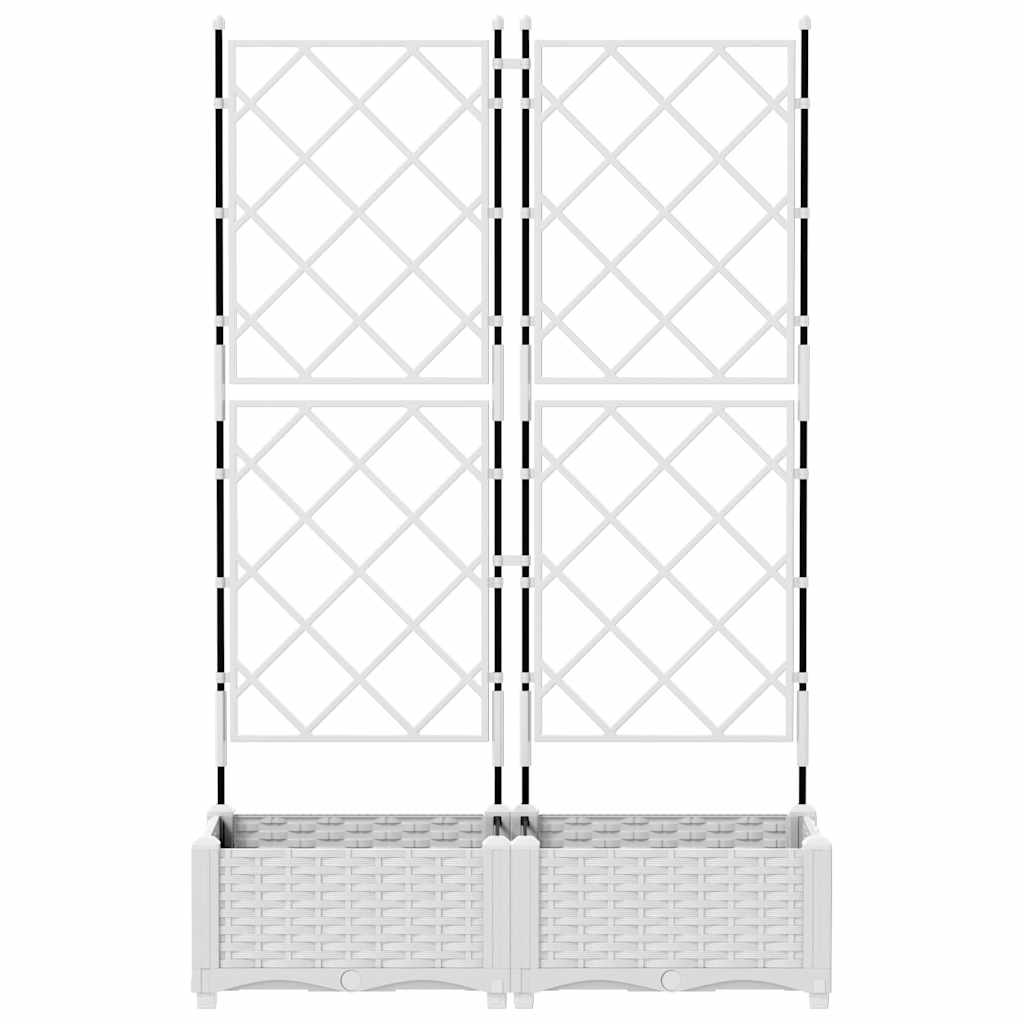 vidaXL Garten-Pflanzgefäß 2 pcs Weiß 80 x 40 x 125,5 cm Stahl