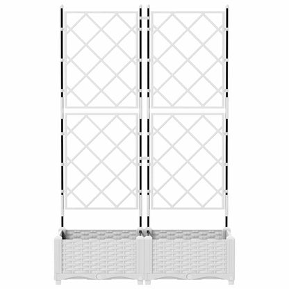 vidaXL Garten-Pflanzgefäß 2 pcs Weiß 80 x 40 x 125,5 cm Stahl