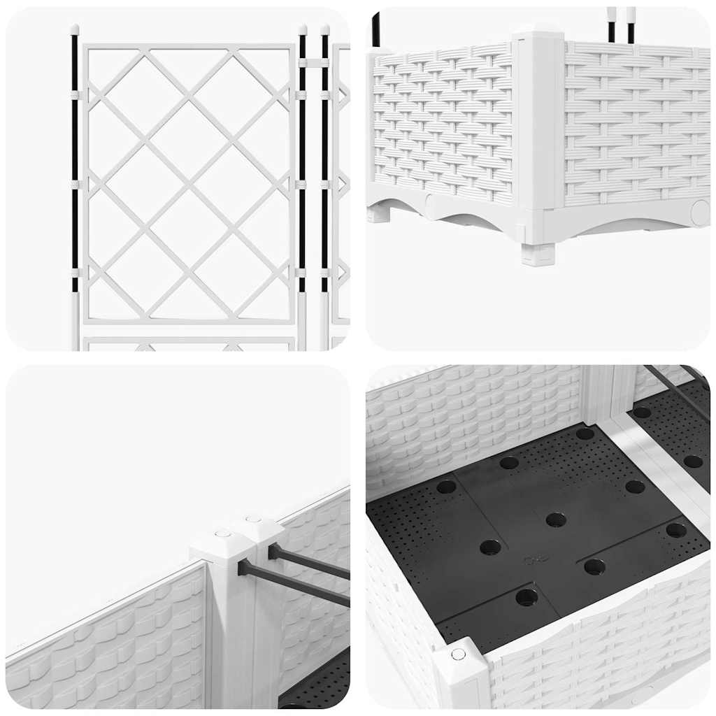 vidaXL Garten-Pflanzgefäß 3 pcs Weiß 120 x 40 x 125,5 cm Stahl