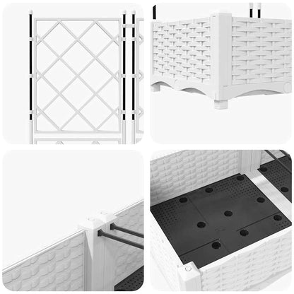 vidaXL Garten-Pflanzgefäß 3 pcs Weiß 120 x 40 x 125,5 cm Stahl