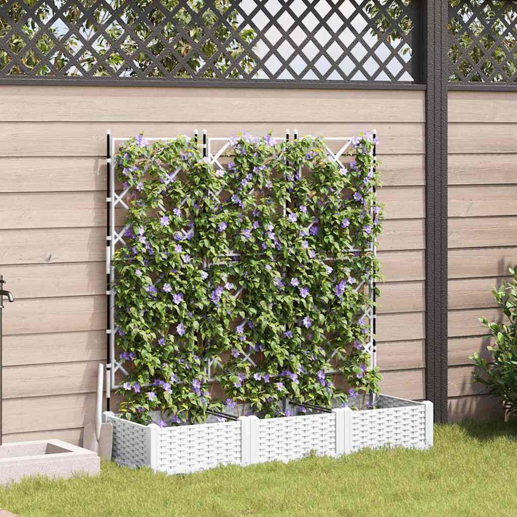 vidaXL Garten-Pflanzgefäß 3 pcs Weiß 120 x 40 x 125,5 cm Stahl