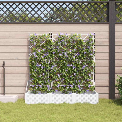 vidaXL Garten-Pflanzgefäß 3 pcs Weiß 120 x 40 x 125,5 cm Stahl