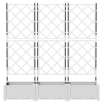 vidaXL Garten-Pflanzgefäß 3 pcs Weiß 120 x 40 x 125,5 cm Stahl