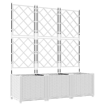 vidaXL Garten-Pflanzgefäß 3 pcs Weiß 120 x 40 x 143 cm Stahl