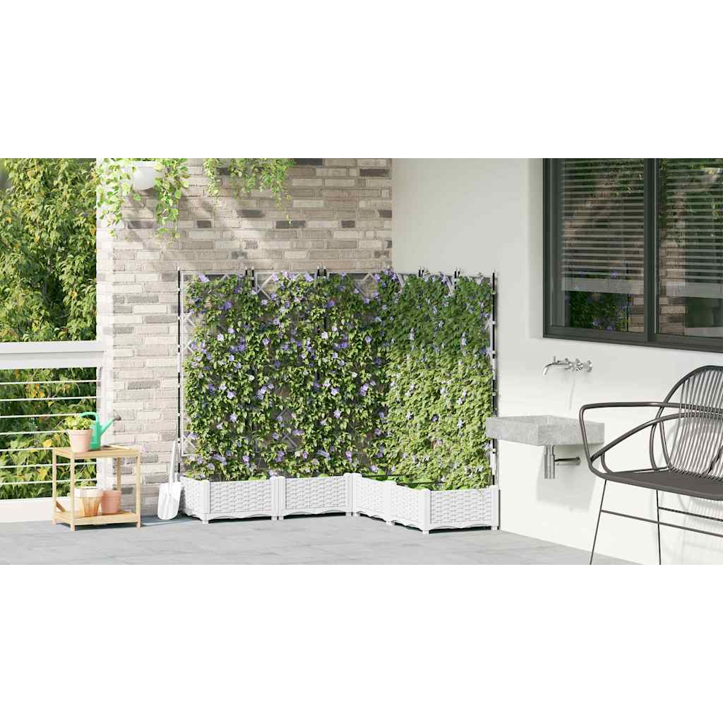 vidaXL Garten-Pflanzgefäß 5 pcs Weiß 120 x 120 x 125,5 cm Stahl