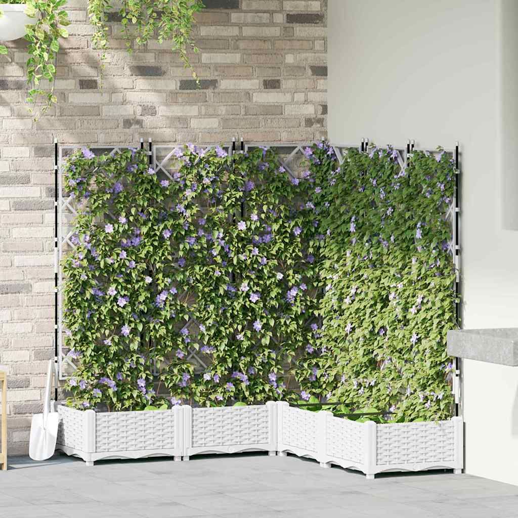 vidaXL Garten-Pflanzgefäß 5 pcs Weiß 120 x 120 x 125,5 cm Stahl
