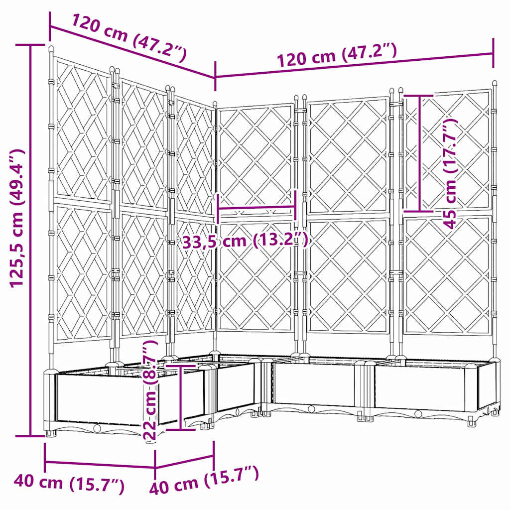 vidaXL Garten-Pflanzgefäß 5 pcs Weiß 120 x 120 x 125,5 cm Stahl