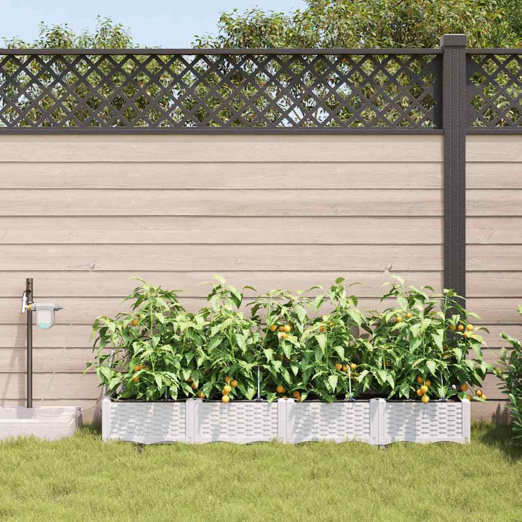 vidaXL Garten-Pflanzgefäß 4 pcs Weiß Stahl