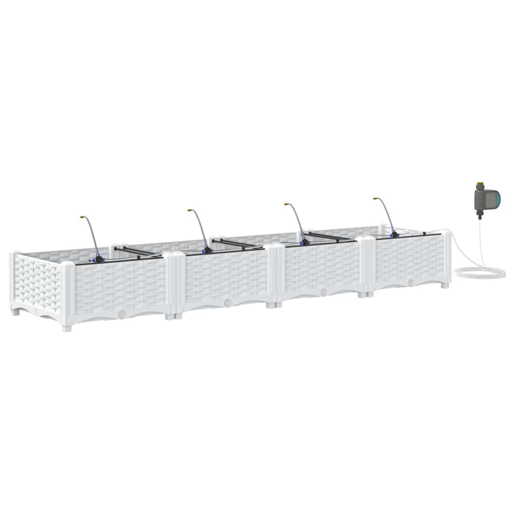 vidaXL Garten-Pflanzgefäß 4 pcs Weiß Stahl